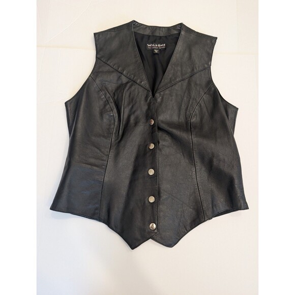 Wilson's Leather Biker Vest Women's M Button Up Goth Grunge Matrix Sleeveless - Picture 1 of 8